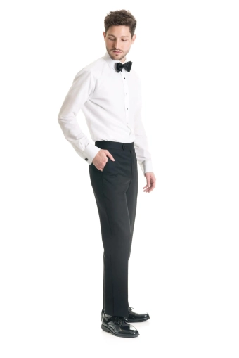 Jim's Formal Wear Style #Black Slim Fit Tuxedo Pants #1 frontface vertical thumbnail