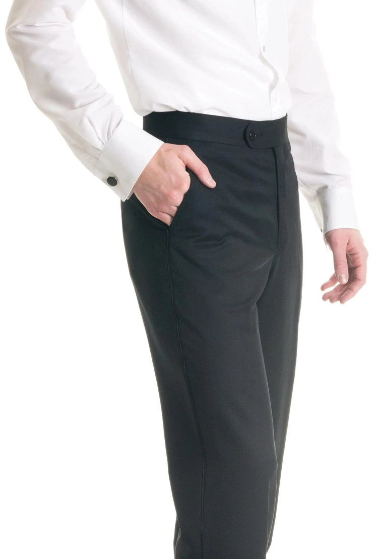 Jim's Formal Wear Black Slim Fit Tuxedo Pants #2 frontface vertical cropped picture