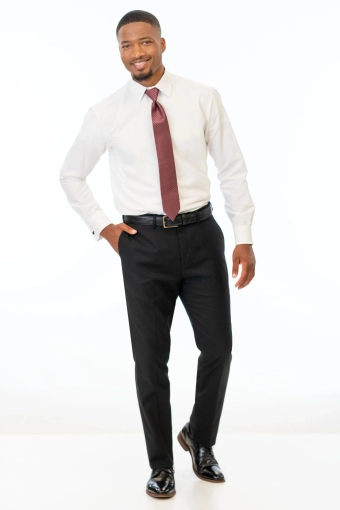 Jim's Formal Wear Style #Black Stretch Slim Fit Pants #1 frontface vertical thumbnail