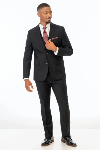 Jim's Formal Wear Style #Black Stretch Slim Fit Pants #3 frontface vertical thumbnail