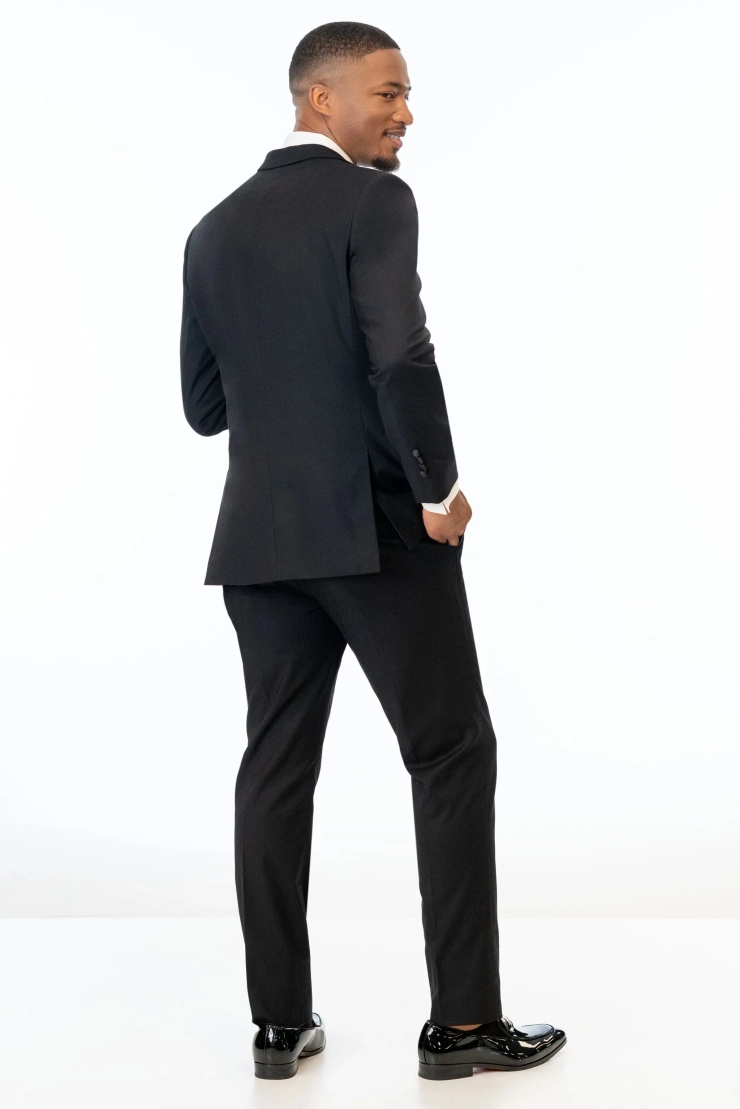 Jim's Formal Wear Black Stretch Slim Fit Tuxedo Coat #1 default backface vertical picture