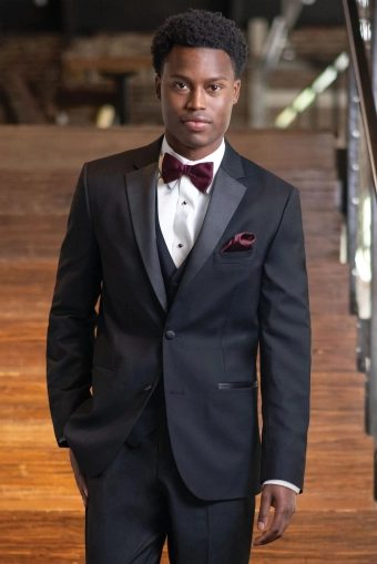 Jim's Formal Wear Style #Black Stretch Slim Fit Tuxedo Coat #2 frontface vertical cropped thumbnail