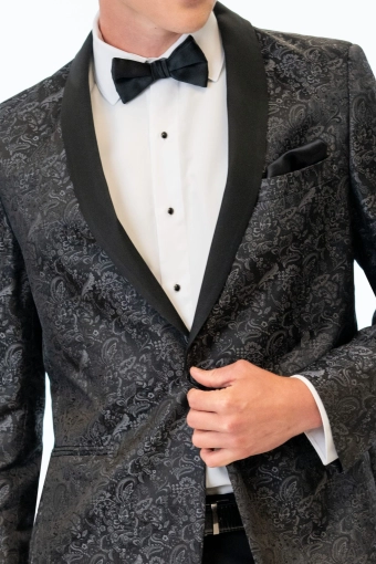 Jim's Formal Wear Style #Granite Paisley Slim Fit Tuxedo Coat #4 frontface vertical cropped thumbnail