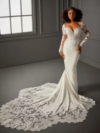 Christina Wu Brides 15774  Long Sleeve Lace Trumpet Wedding Dress #0 default frontface vertical thumbnail