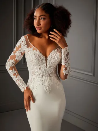 Christina Wu Brides 15774  Long Sleeve Lace Trumpet Wedding Dress #2 frontface vertical cropped thumbnail