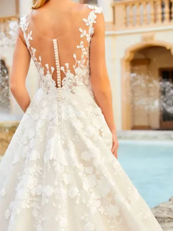 Christina Wu Brides 15780  A-line Floral Applique Plunging V-neck Wedding Dress #2 backface vertical cropped thumbnail