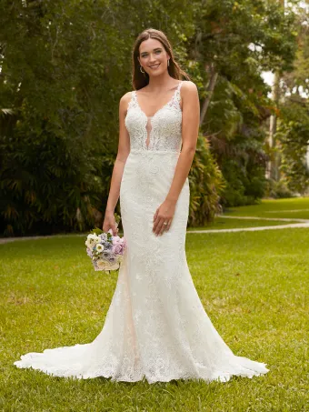 Christina Wu Brides 15808  Trumpet Lace Wedding Dress with Plunging Neckline #0 default frontface vertical thumbnail