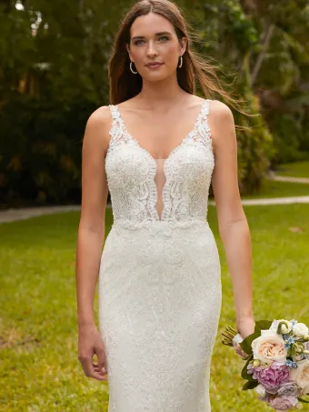 Christina Wu Brides 15808  Trumpet Lace Wedding Dress with Plunging Neckline #2 frontface vertical cropped thumbnail