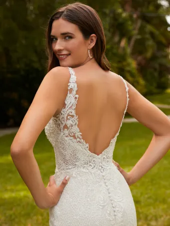 Christina Wu Brides 15808  Trumpet Lace Wedding Dress with Plunging Neckline #3 backface vertical cropped thumbnail