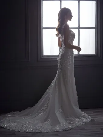 Christina Wu Brides 15817  Elegant Trumpet Wedding Dress with Plunging V-Neck #1 backface vertical thumbnail