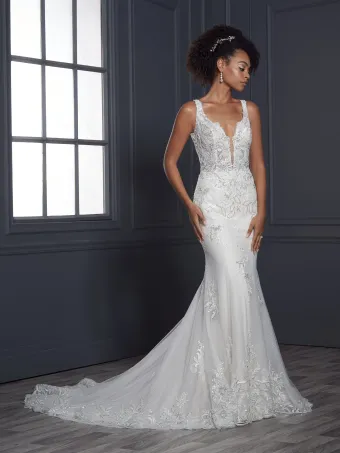 Christina Wu Brides 15817  Elegant Trumpet Wedding Dress with Plunging V-Neck #0 default frontface vertical thumbnail