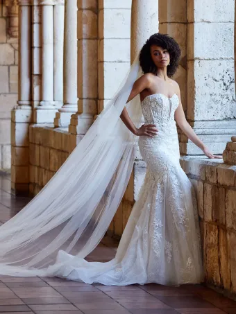 Christina Wu Brides 15825  Mermaid Wedding Dress with Plunging Neckline #1 frontface vertical thumbnail