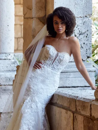 Christina Wu Brides 15825  Mermaid Wedding Dress with Plunging Neckline #4 frontface vertical cropped thumbnail