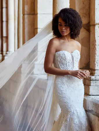 Christina Wu Brides 15825  Mermaid Wedding Dress with Plunging Neckline #5 frontface vertical cropped thumbnail