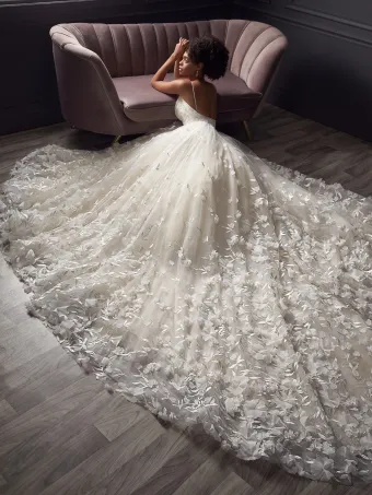 Christina Wu Brides 15828  Ballgown Wedding Dress with Floral Appliques #2 backface vertical thumbnail