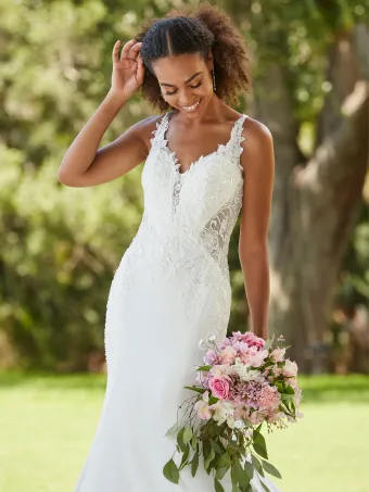 Christina Wu Brides 15833  Trumpet Wedding Dress with Lace Bodice and Train #4 frontface vertical cropped thumbnail