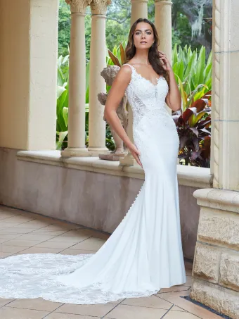 Christina Wu Brides 15833  Trumpet Wedding Dress with Lace Bodice and Train #0 default frontface vertical thumbnail