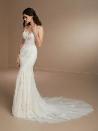 Christina Wu Brides 15851  Elegant Fit-and-Flare Wedding Dress with Lace Appliques #1 frontface vertical thumbnail