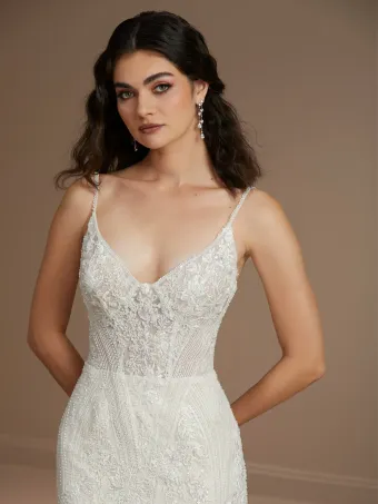 Christina Wu Brides 15851  Elegant Fit-and-Flare Wedding Dress with Lace Appliques #3 frontface vertical cropped thumbnail