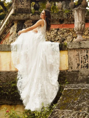 Christina Wu Brides 15852  A-line Lace Wedding Dress with Train #1 backface vertical thumbnail