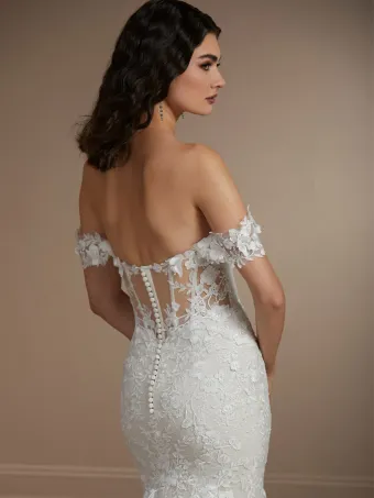 Christina Wu Brides 15855  Lace Trumpet Wedding Dress with Off-Shoulder Neckline #5 backface vertical cropped thumbnail