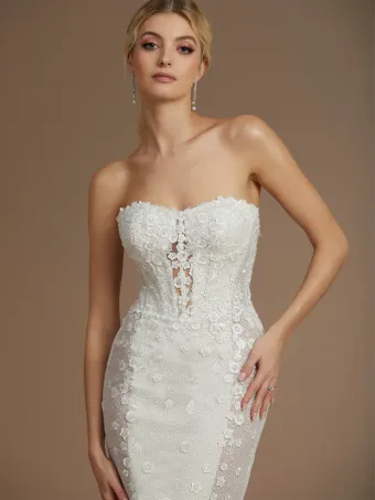 Christina Wu Brides 15857  Mermaid Wedding Dress with Off-Shoulder Sleeves #4 frontface vertical cropped thumbnail