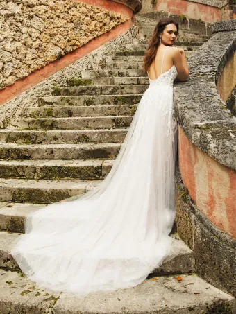 Christina Wu Brides 15858  Lace Applique A-line Wedding Dress with Sweetheart Neckline #2 backface vertical thumbnail
