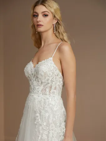Christina Wu Brides 15858  Lace Applique A-line Wedding Dress with Sweetheart Neckline #3 frontface vertical cropped thumbnail