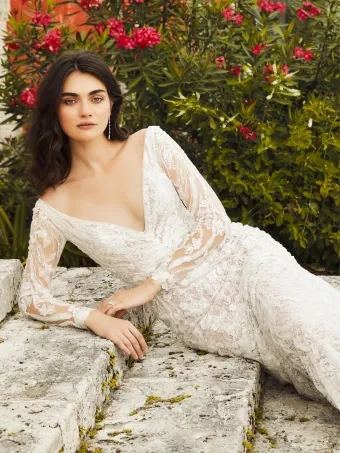 Christina Wu Brides 15861  Elegant Trumpet Wedding Dress with Long Sleeves #2 frontface vertical cropped thumbnail