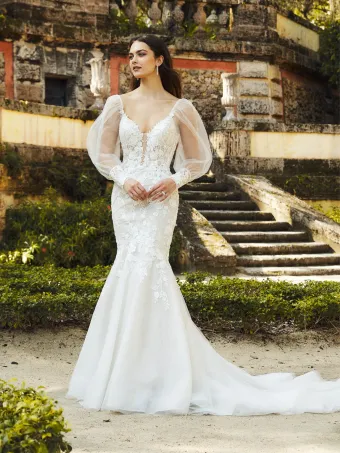 Christina Wu Brides 15863  Trumpet Wedding Dress with Plunging V-neck #1 frontface vertical thumbnail