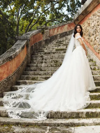 Christina Wu Brides 15864  A-Line Off-Shoulder Lace Wedding Dress Gown #3 default backface vertical thumbnail