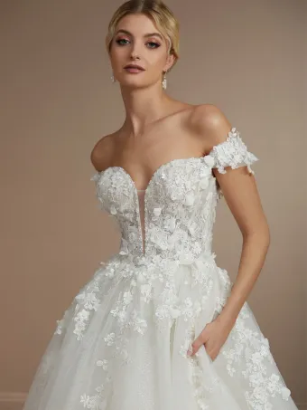 Christina Wu Brides 15864  A-Line Off-Shoulder Lace Wedding Dress Gown #4 frontface vertical cropped thumbnail