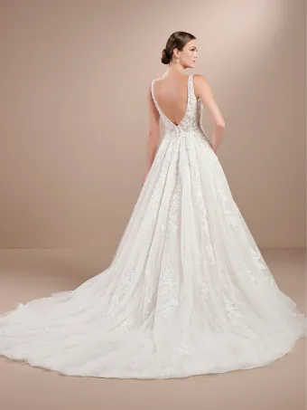 Christina Wu Brides 15866  A-line V-neck Wedding Dress with Lace Appliques #2 backface vertical thumbnail