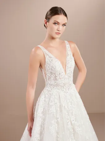 Christina Wu Brides 15866  A-line V-neck Wedding Dress with Lace Appliques #3 frontface vertical cropped thumbnail