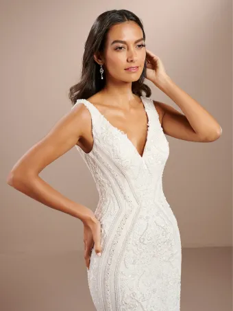 Christina Wu Brides 15869  Elegant Trumpet Wedding Dress with Lace Appliques #3 frontface vertical cropped thumbnail