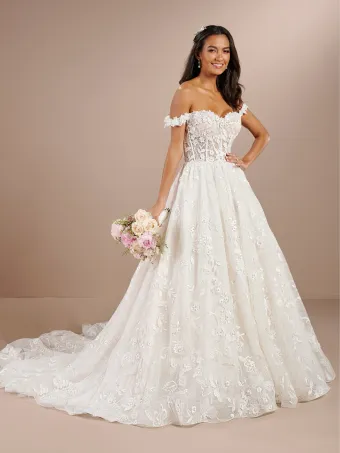Christina Wu Brides 15871  A-Line Wedding Dress with Lace Appliques and Train #0 default frontface vertical thumbnail