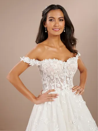 Christina Wu Brides 15871  A-Line Wedding Dress with Lace Appliques and Train #2 frontface vertical cropped thumbnail