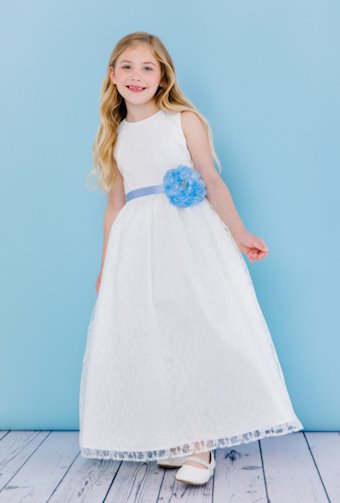 Rosebud Fashions 5108  Flower Girl Dress Scoop Neck Lace A-line Gown #1 frontface backface vertical thumbnail