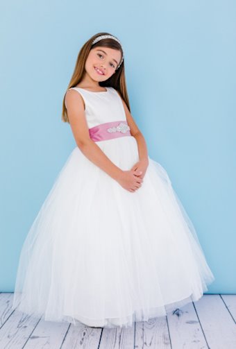 Rosebud Fashions 5123  Sleeveless Flower Girl Dress with Tulle Skirt #2 frontface backface vertical thumbnail