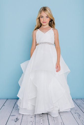 Rosebud Fashions 5132  Elegant Flower Girl Dress with Ruffled Skirt #2 frontface backface vertical thumbnail