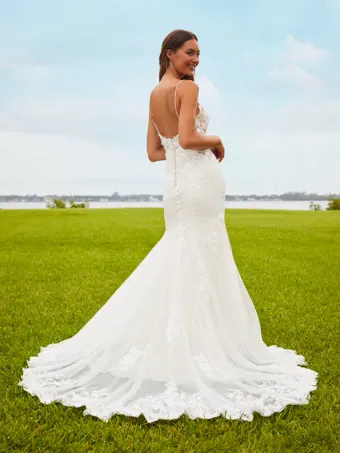Adrianna Papell Platinum 31206  Elegant Lace V-neck Trumpet Wedding Dress #1 default backface vertical thumbnail