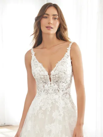 Adrianna Papell Platinum 31234  Lace V-Neck A-Line Wedding Dress #2 frontface vertical cropped thumbnail