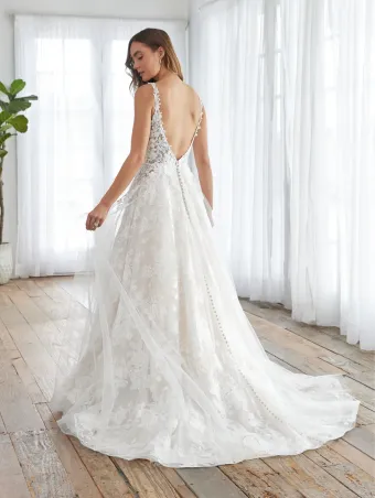 Adrianna Papell Platinum 31234  Lace V-Neck A-Line Wedding Dress #1 default backface vertical thumbnail