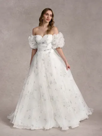 Adrianna Papell Platinum 31255P  Elegant Off-Shoulder Ballgown Wedding Dress #0 default frontface vertical thumbnail