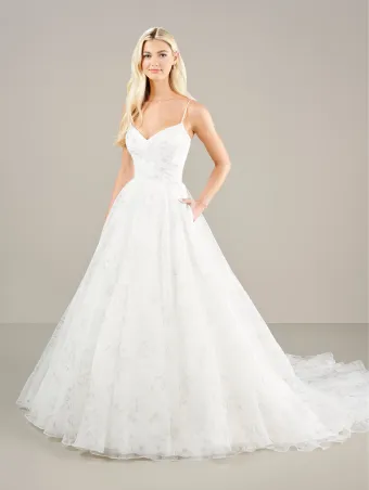 Adrianna Papell Platinum 31271  Romantic Organza Print Ball Gown Wedding Dress #8 frontface vertical cropped thumbnail