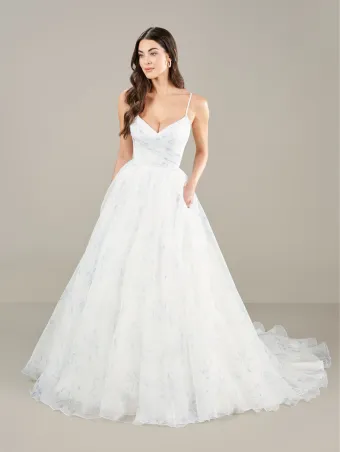 Adrianna Papell Platinum 31271  Romantic Organza Print Ball Gown Wedding Dress #1 frontface vertical thumbnail