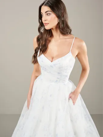Adrianna Papell Platinum 31271  Romantic Organza Print Ball Gown Wedding Dress #5 frontface vertical cropped thumbnail