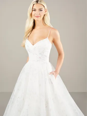 Adrianna Papell Platinum 31271  Romantic Organza Print Ball Gown Wedding Dress #7 frontface vertical cropped thumbnail