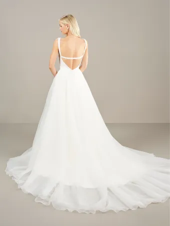 Adrianna Papell Platinum 31283  Elegant Scoop Neck Wedding Dress with Detachable Train #5 backface vertical thumbnail