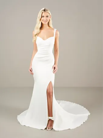 Adrianna Papell Platinum 31283  Elegant Scoop Neck Wedding Dress with Detachable Train #9 frontface vertical cropped thumbnail